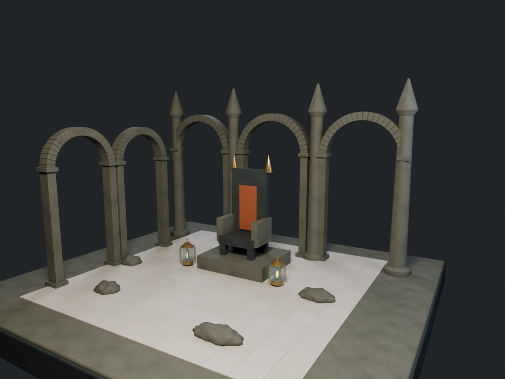 【3D背景】134 灰の王座 / Ashen Throne【FBX・GLB・BLEND】