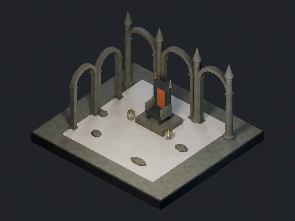 【3D背景】134 灰の王座 / Ashen Throne【FBX・GLB・BLEND】