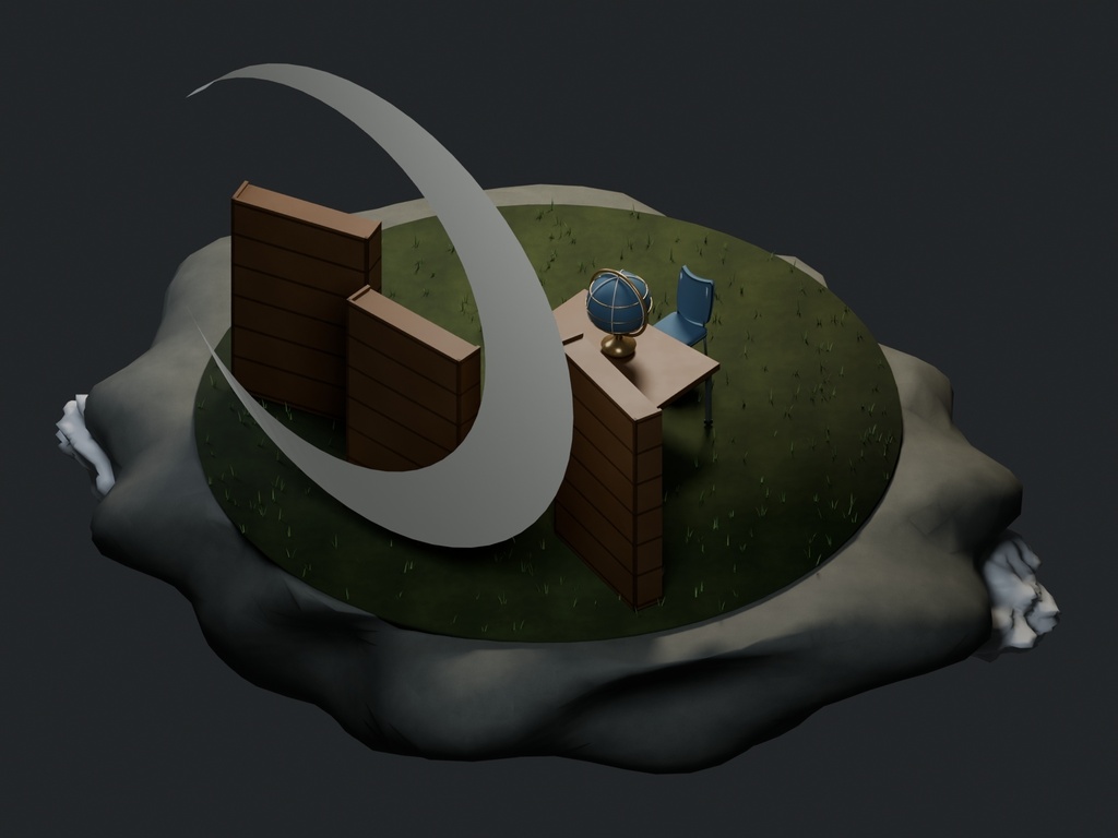【3D背景】136 月の書庫 / Lunar Archive【FBX・GLB・BLEND】