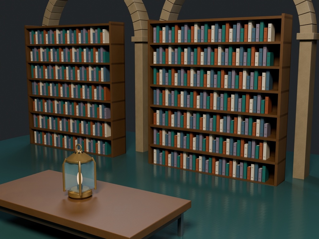 【3D背景】138 沈んだ図書館 / Drowned Library【FBX・GLB・BLEND】
