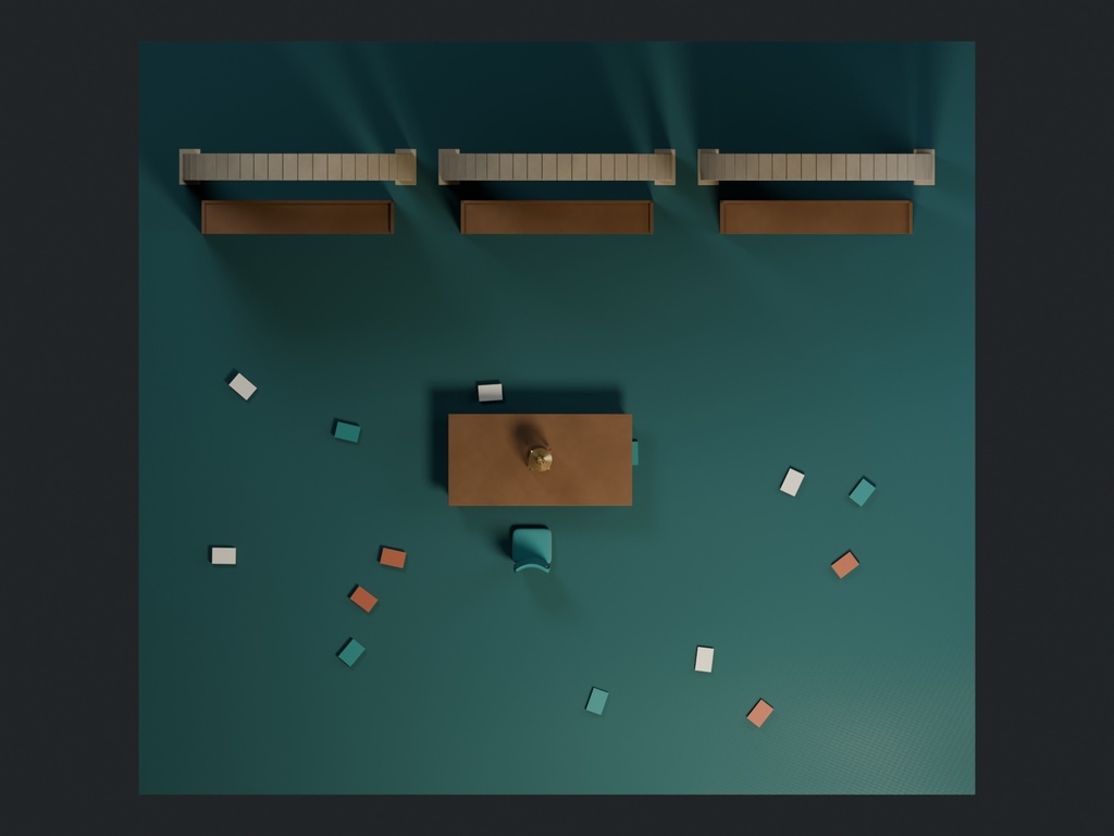 【3D背景】138 沈んだ図書館 / Drowned Library【FBX・GLB・BLEND】