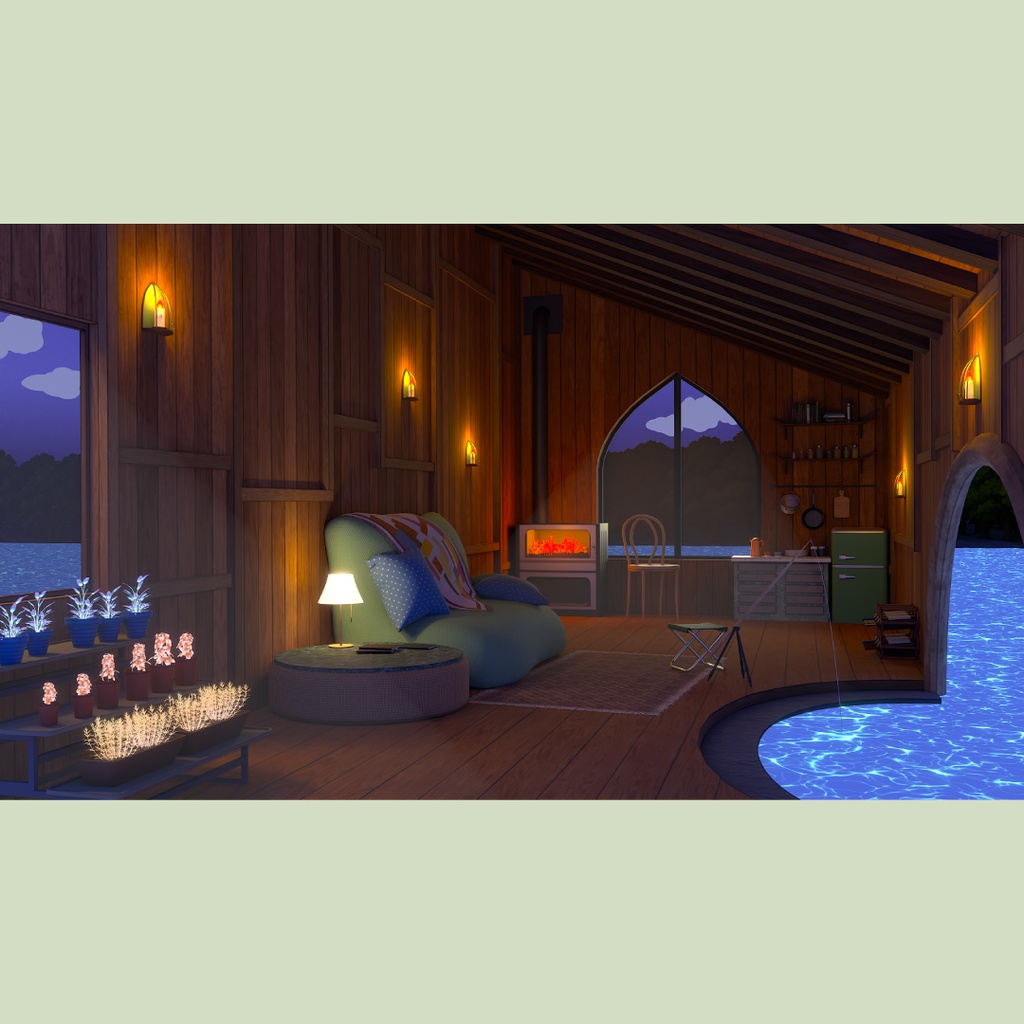 【Vtuber背景】夏夢の水辺小屋