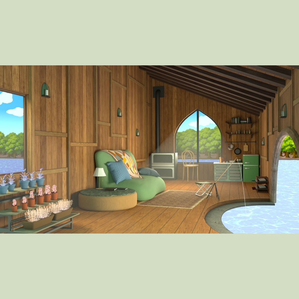 【Vtuber背景】夏夢の水辺小屋