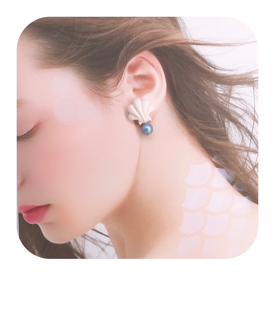 マーメイド イヤリング ブルーパール