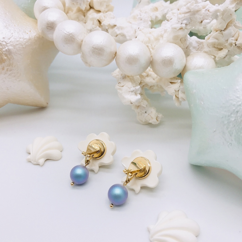 マーメイド イヤリング ブルーパール