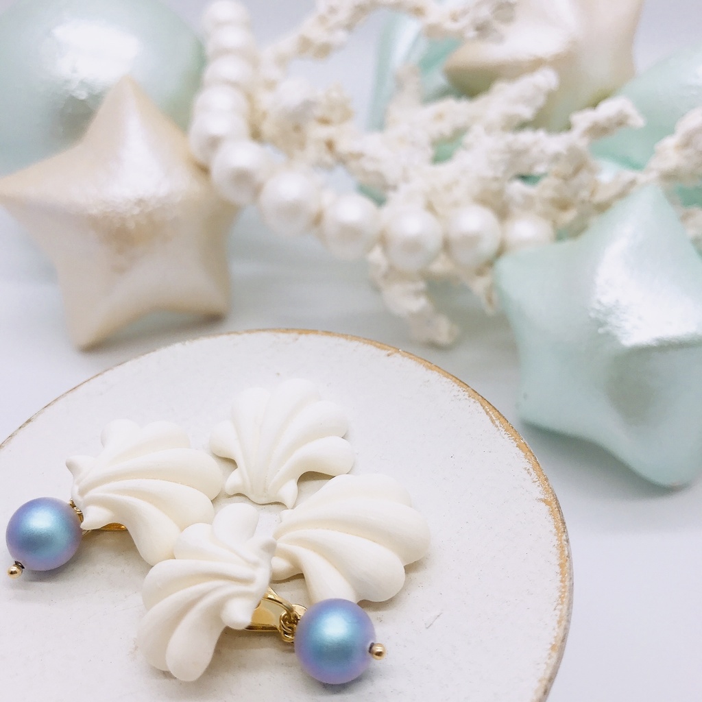 マーメイド イヤリング ブルーパール