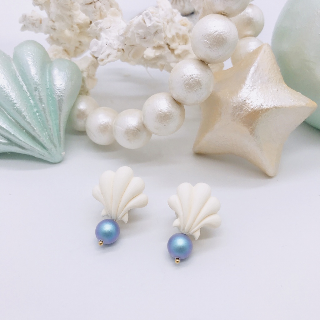 マーメイド イヤリング ブルーパール