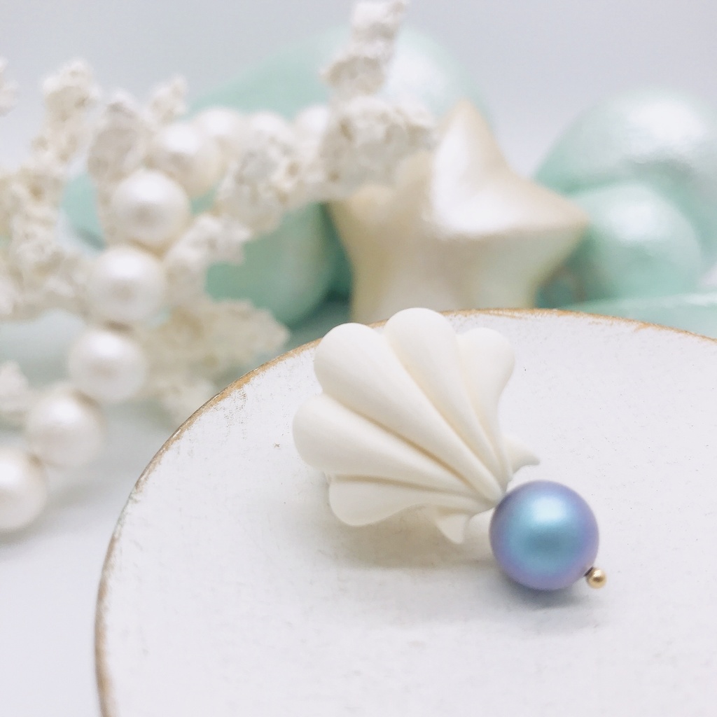 マーメイド イヤリング ブルーパール