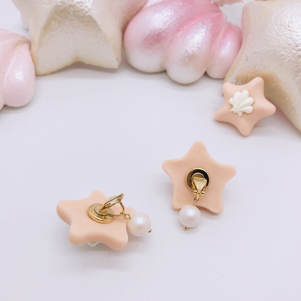 ヒトデ パール イヤリング ピーチ