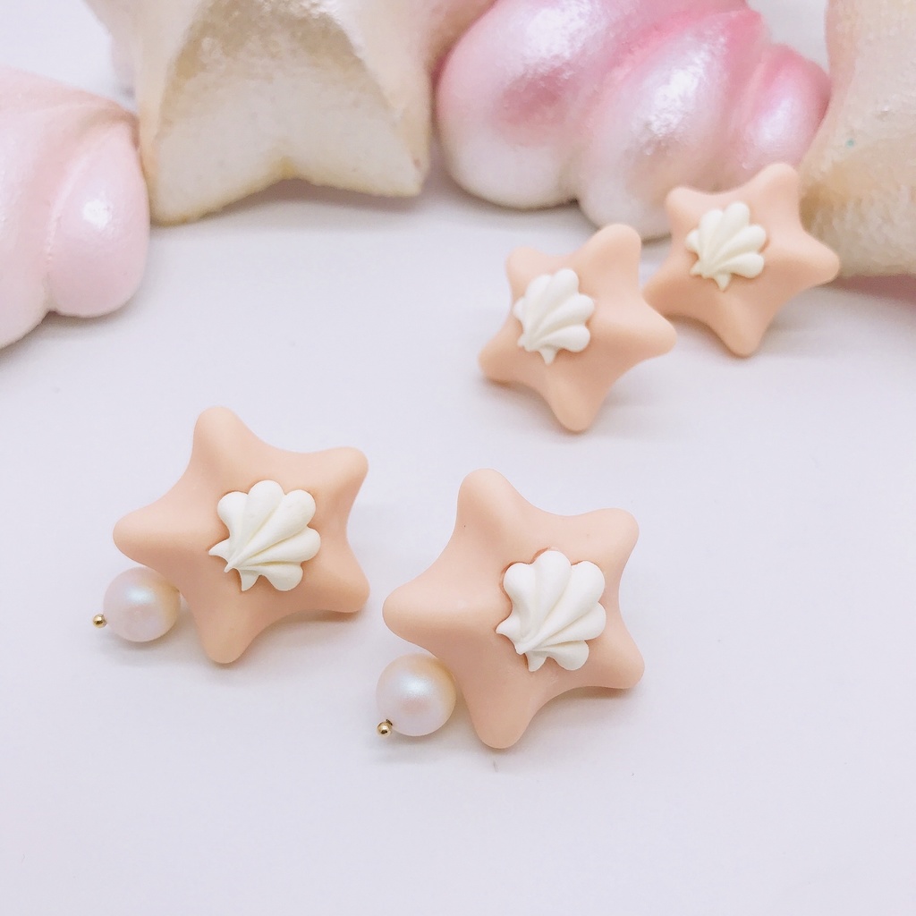 ヒトデ パール イヤリング ピーチ