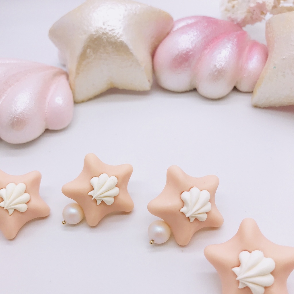 ヒトデ パール イヤリング ピーチ