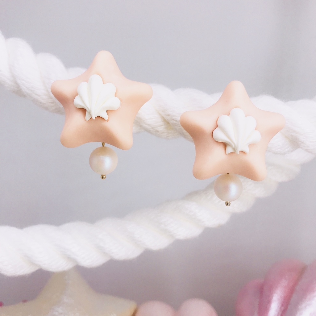 ヒトデ パール イヤリング ピーチ