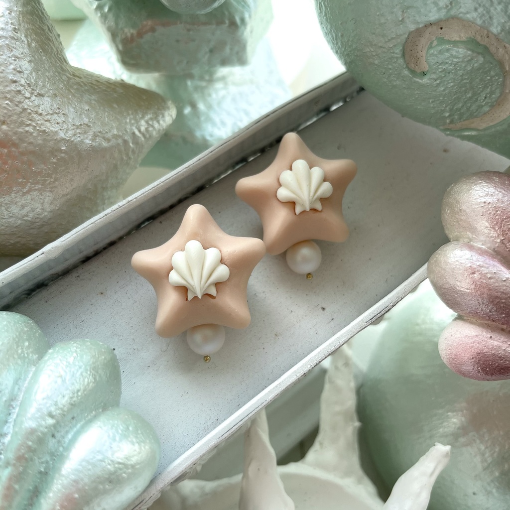 ヒトデ パール イヤリング ピーチ