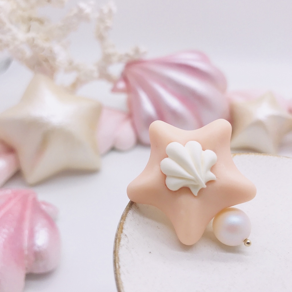 ヒトデ パール イヤリング ピーチ