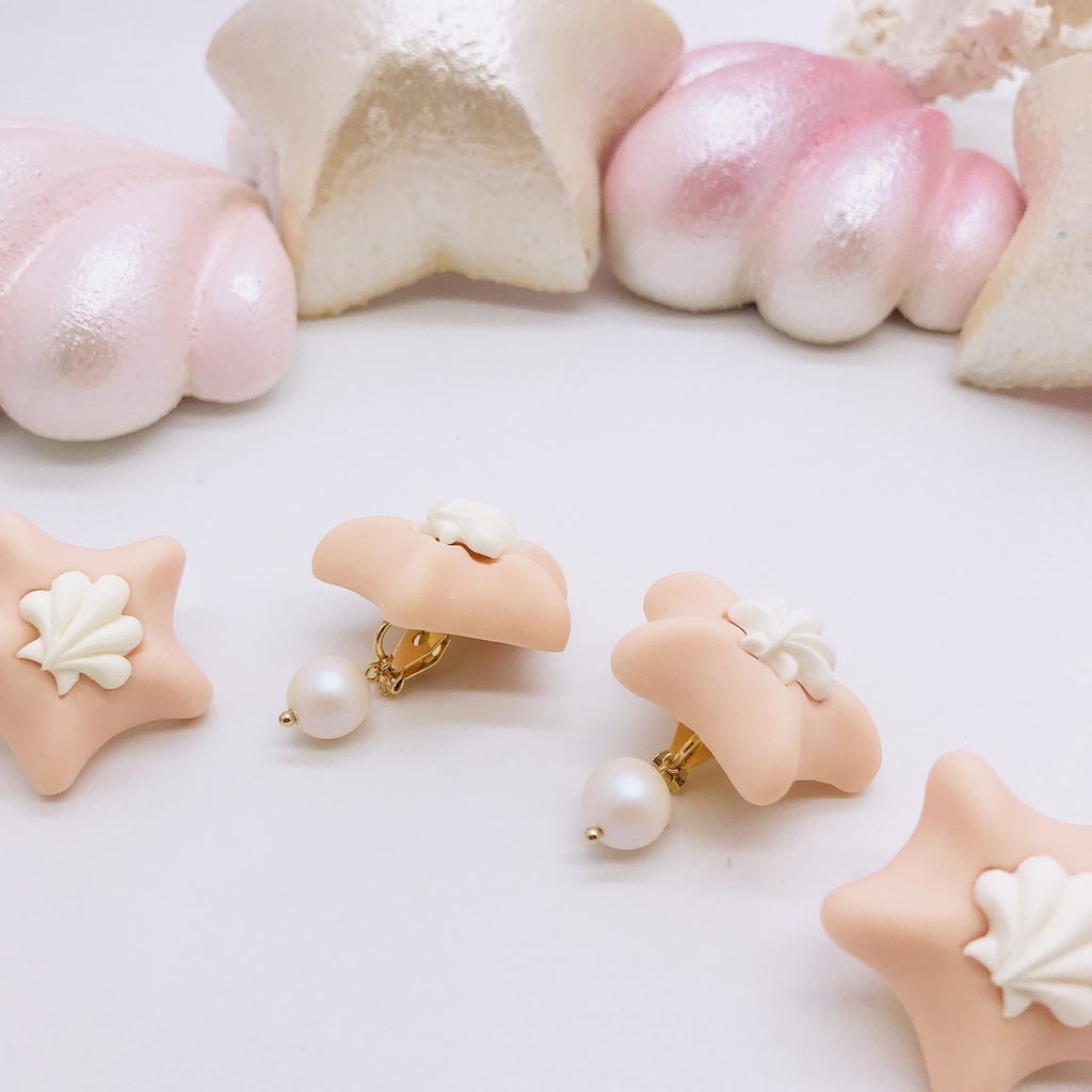 ヒトデ パール イヤリング ピーチ