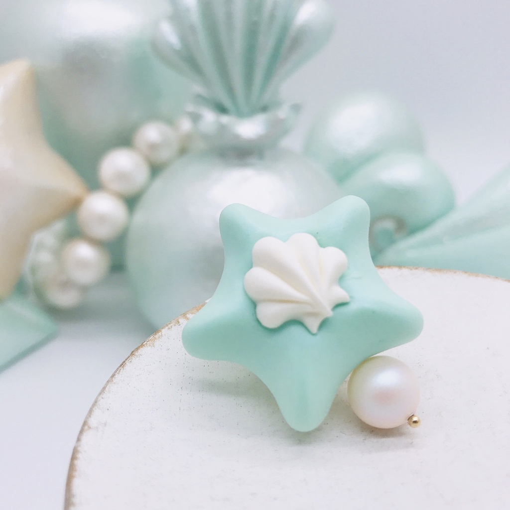 ヒトデ パール イヤリング スカイ