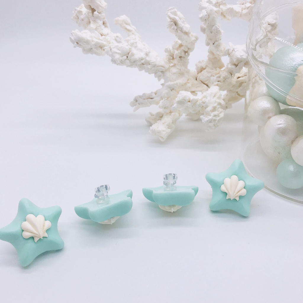 学生割引•アレルギー体質用 イヤクリップ ヒトデ スカイ