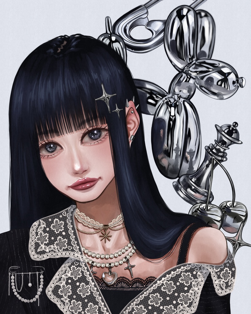 可愛い女の子Tシャツ【黒】
