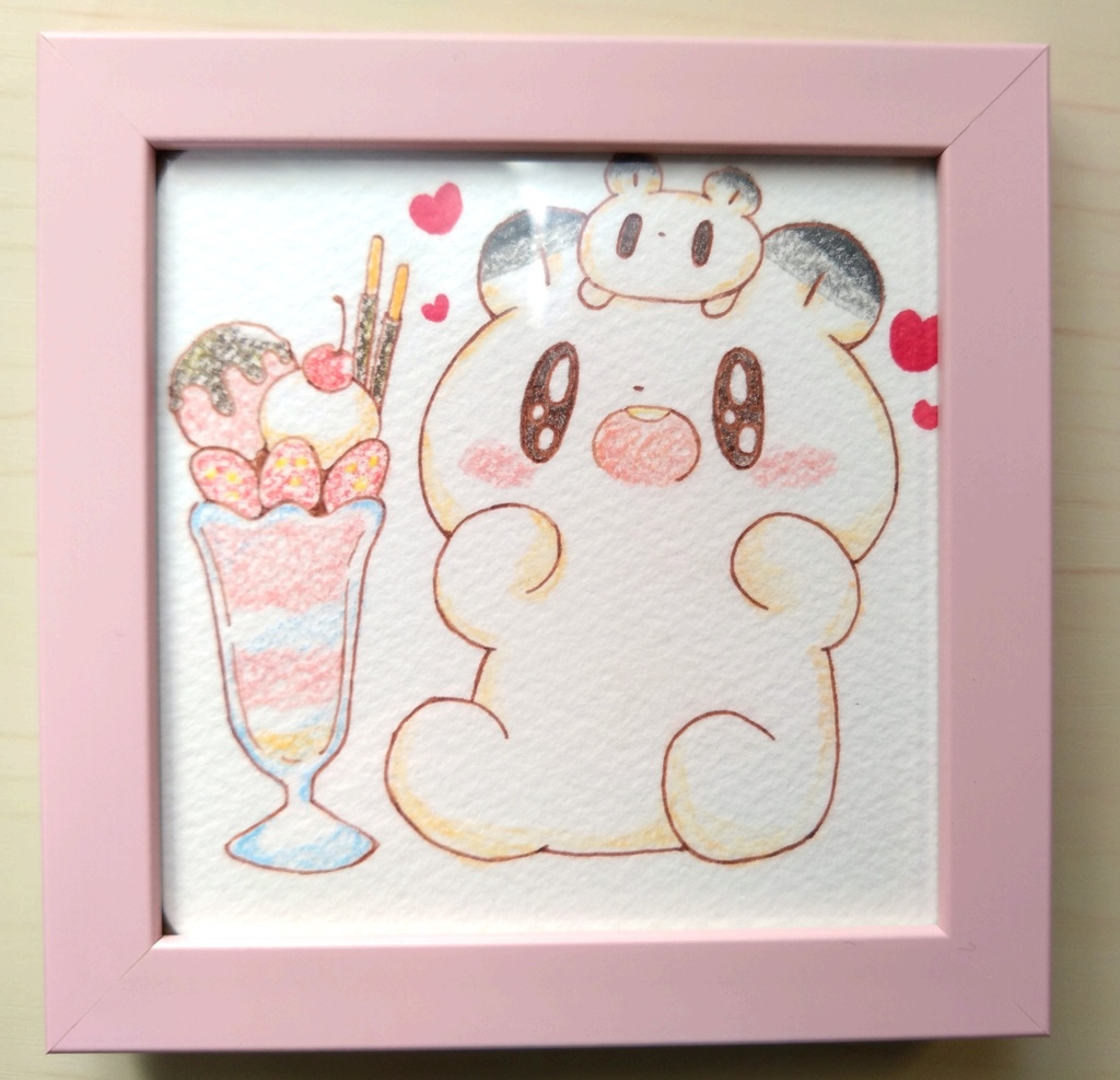 ぬいぬいぷもこ-いちごパフェ ミニ原画
