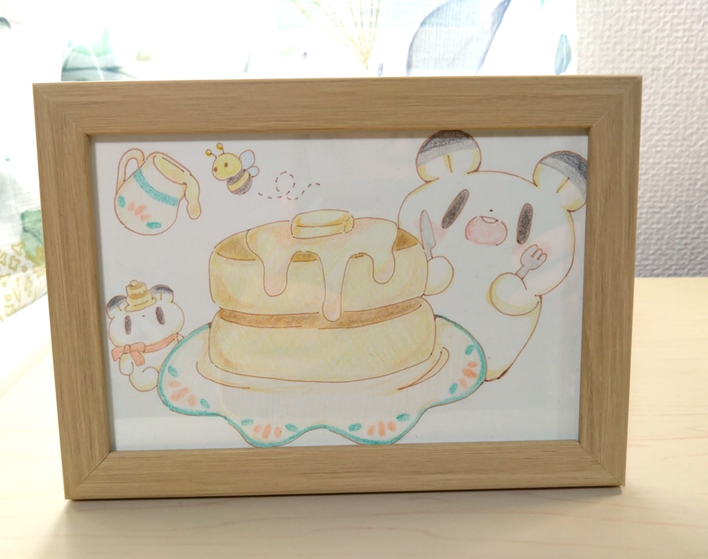 ぬいぬいぷもこ-ホットケーキ ポストカード原画