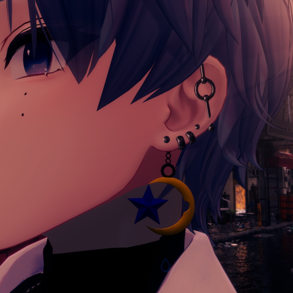 星が回る！星と月のイヤリング