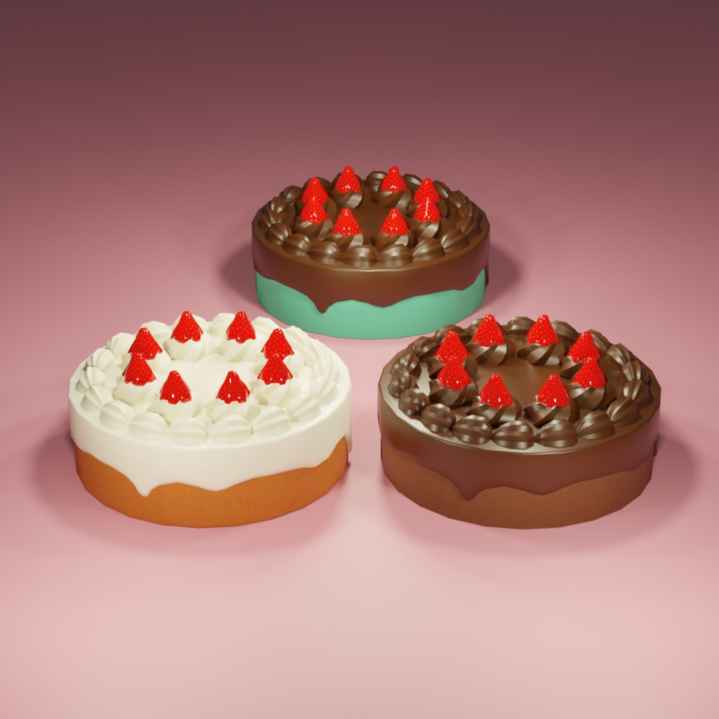 【無料あり】3Dケーキ3種(クリーム、チョコレートクリーム)