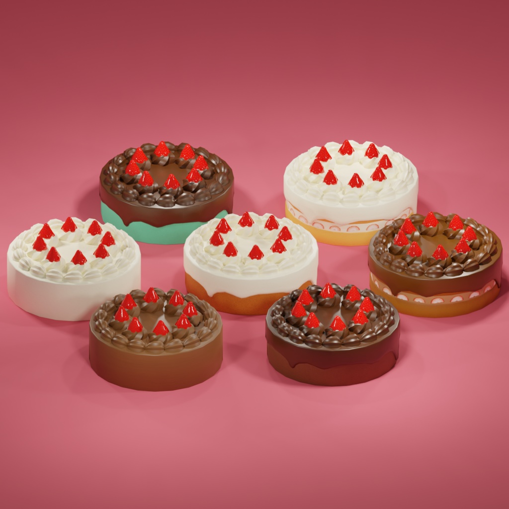 【無料あり】3Dケーキ3種(クリーム、チョコレートクリーム)