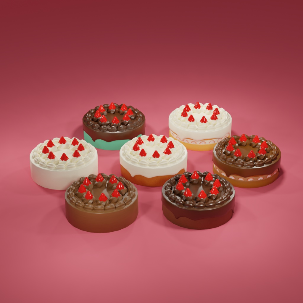 【無料あり】3Dケーキ3種(クリーム、チョコレートクリーム)