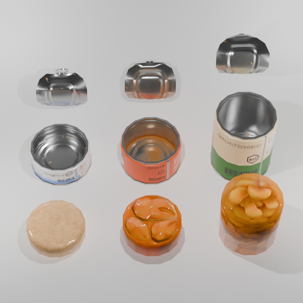 【無料版あり】3D動かせる缶詰 さば・ツナ・フルーツ(みかん)