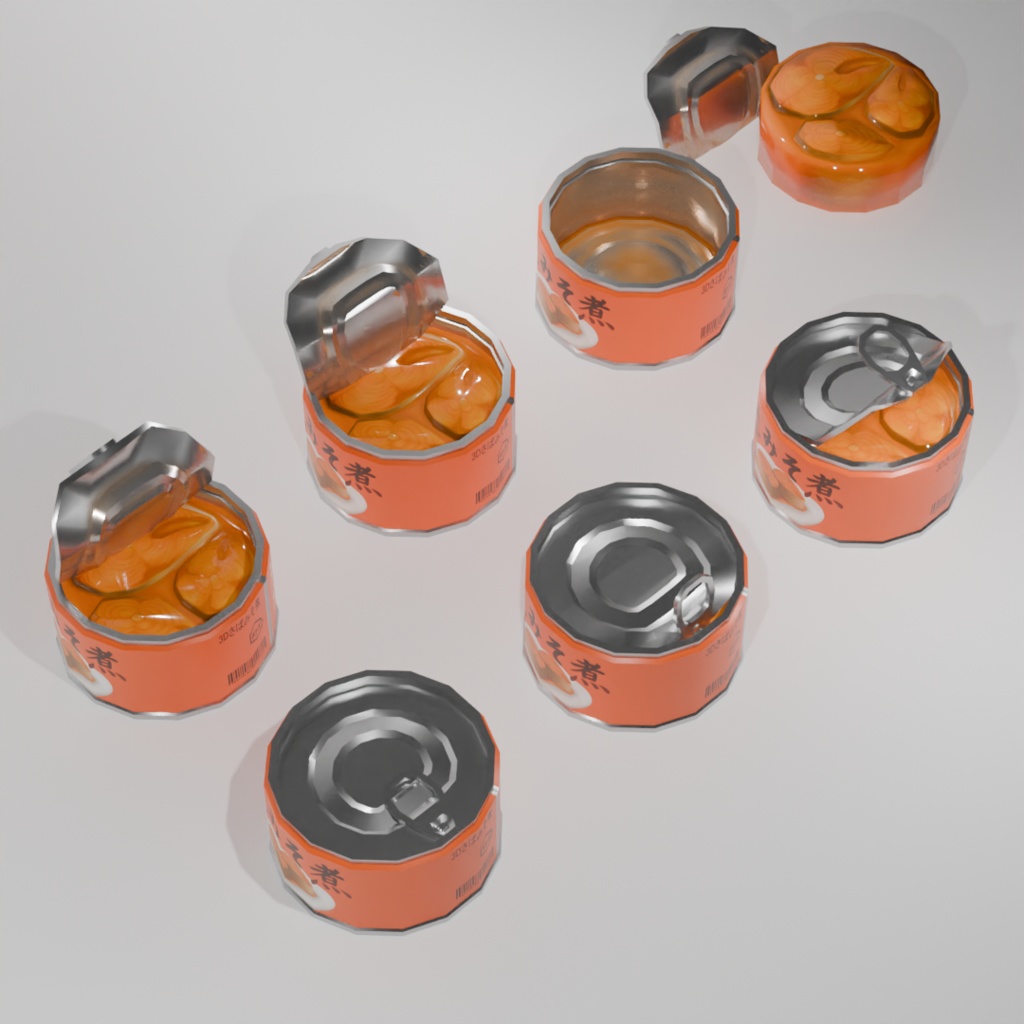 【無料版あり】3D動かせる缶詰 さば・ツナ・フルーツ(みかん)