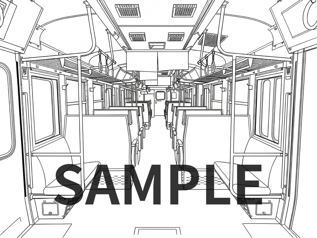 Train Interior Line Art Vol.1(電車内装線画素材10枚)