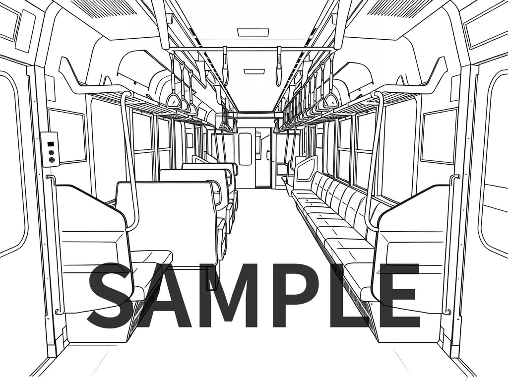 Train Interior Line Art Vol.1(電車内装線画素材10枚)