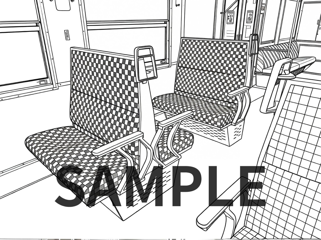 Train Interior Line Art Vol.1(電車内装線画素材10枚)