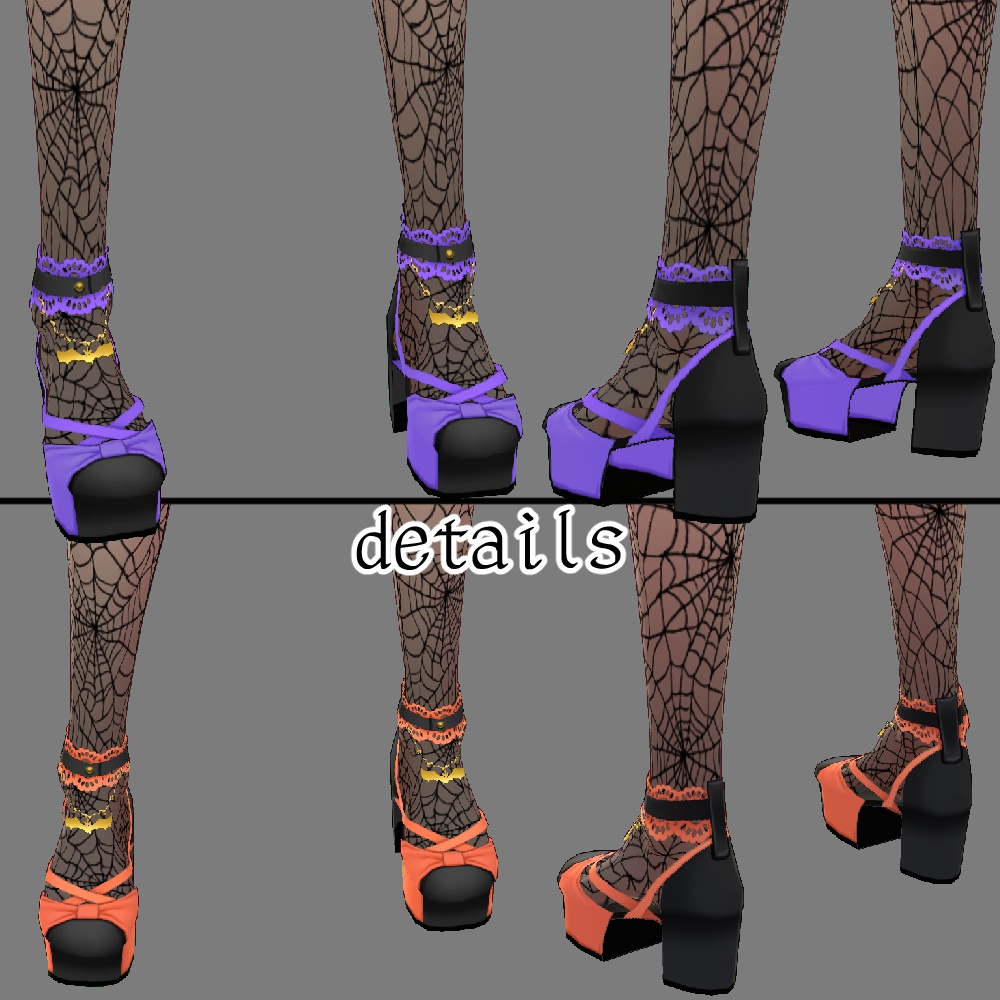 【β版VRoidテクスチャ】ハロウィンナイトメアドレスセット【FBXアクセ】