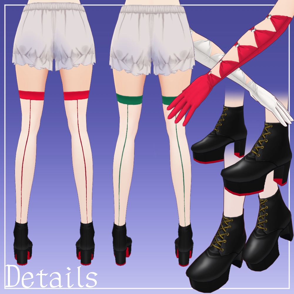 【β版VRoidテクスチャ】クリスマスドレスコーデ【FBXアクセサリー】