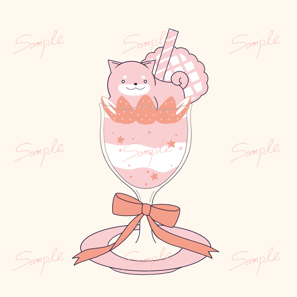 わんことなかよし♡いちごパフェ