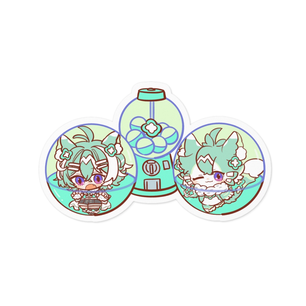友寄ぽの ステッカー 人型姿＆ケモノ妖精姿 ガチャポンver.