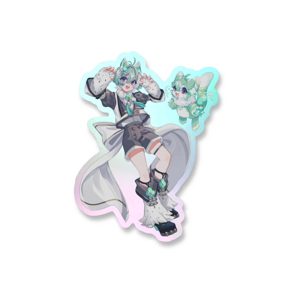 友寄ぽの オーロラスマホステッカー 人型姿＆ケモノ妖精姿 パターンA ver.