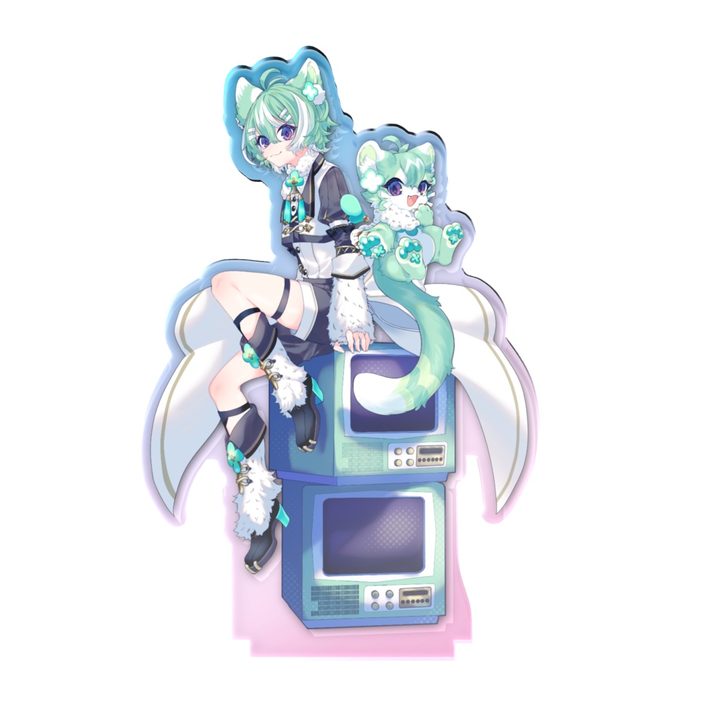 友寄ぽの オーロラアクリルスタンド 人型姿&ケモノ妖精姿 パターンB ver.