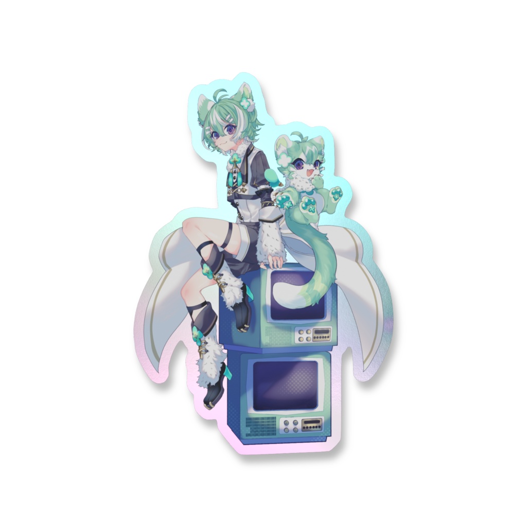 友寄ぽの オーロラスマホステッカー 人型姿＆ケモノ妖精姿 パターンBver.