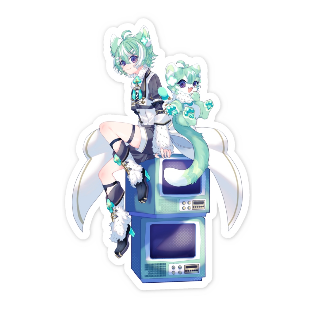 友寄ぽの スマホステッカー 人型姿＆ケモノ妖精姿 パターンB ver.