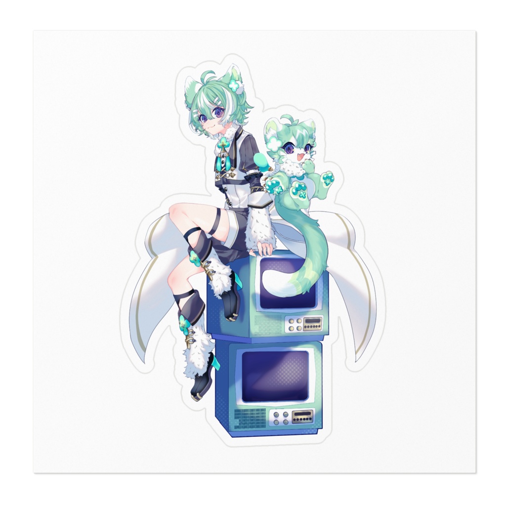 友寄ぽの ステッカー 人型姿&ケモノ妖精姿 パターンB ver.