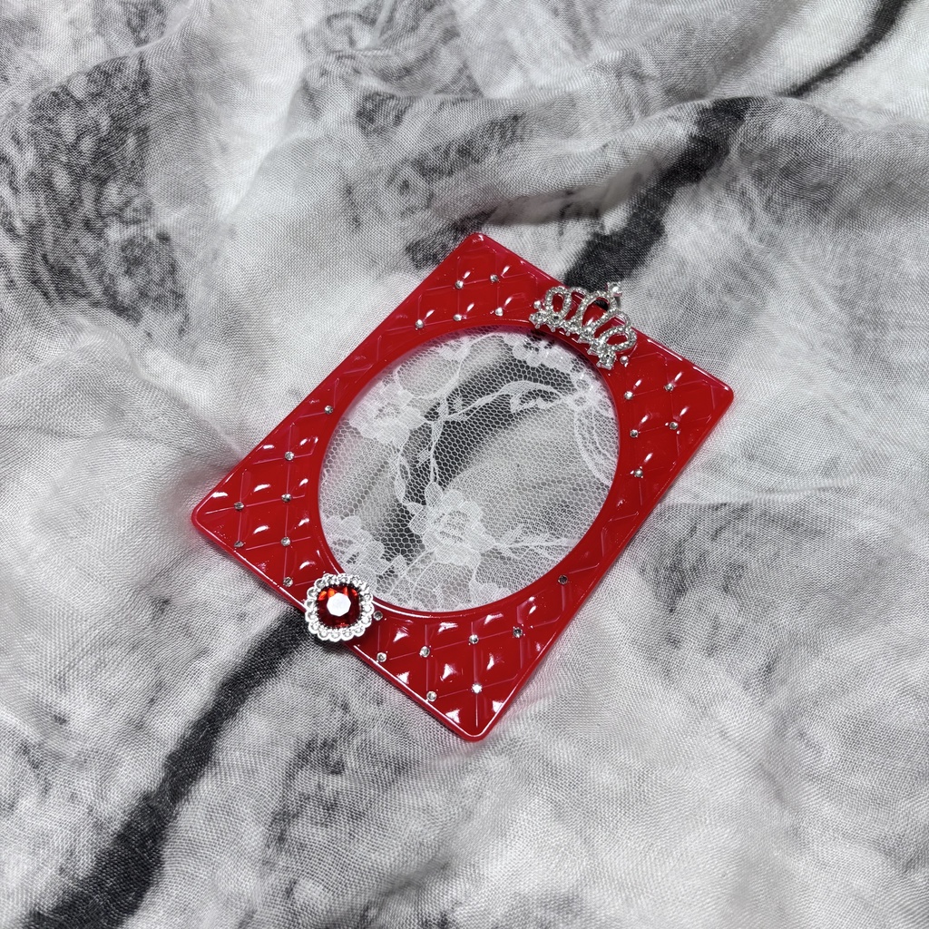 レッド 赤 クラウン 王冠 キルティング デコケース トレカケース レジン ハンドメイド 推し活 オタ活 B8