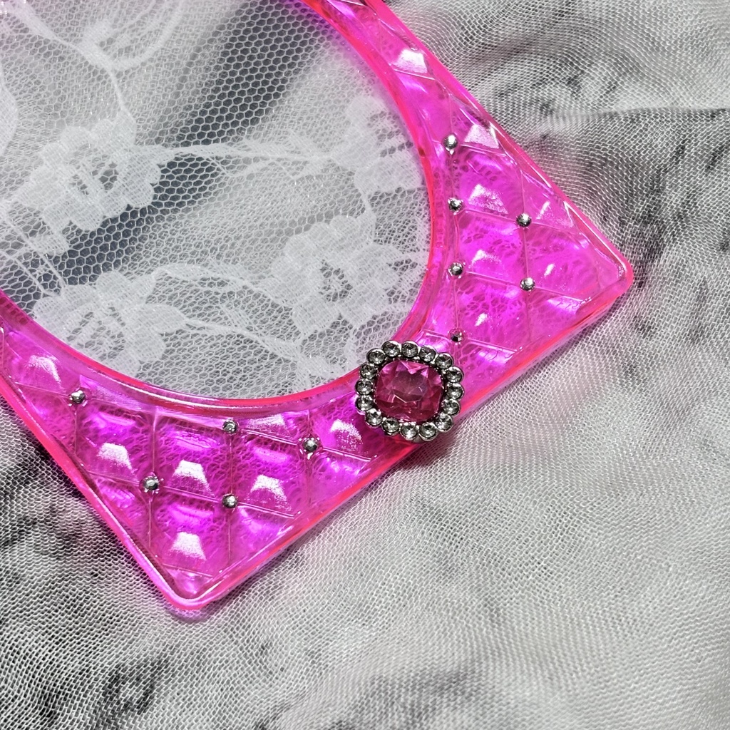 ピンク 桃 クリア クラウン 王冠 キルティング デコケース トレカケース レジン ハンドメイド 推し活 オタ活 B8