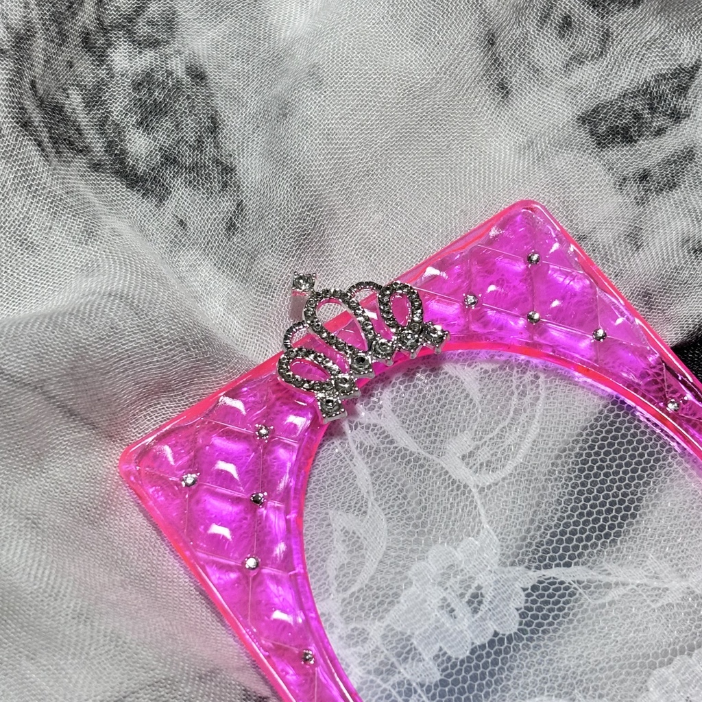 ピンク 桃 クリア クラウン 王冠 キルティング デコケース トレカケース レジン ハンドメイド 推し活 オタ活 B8