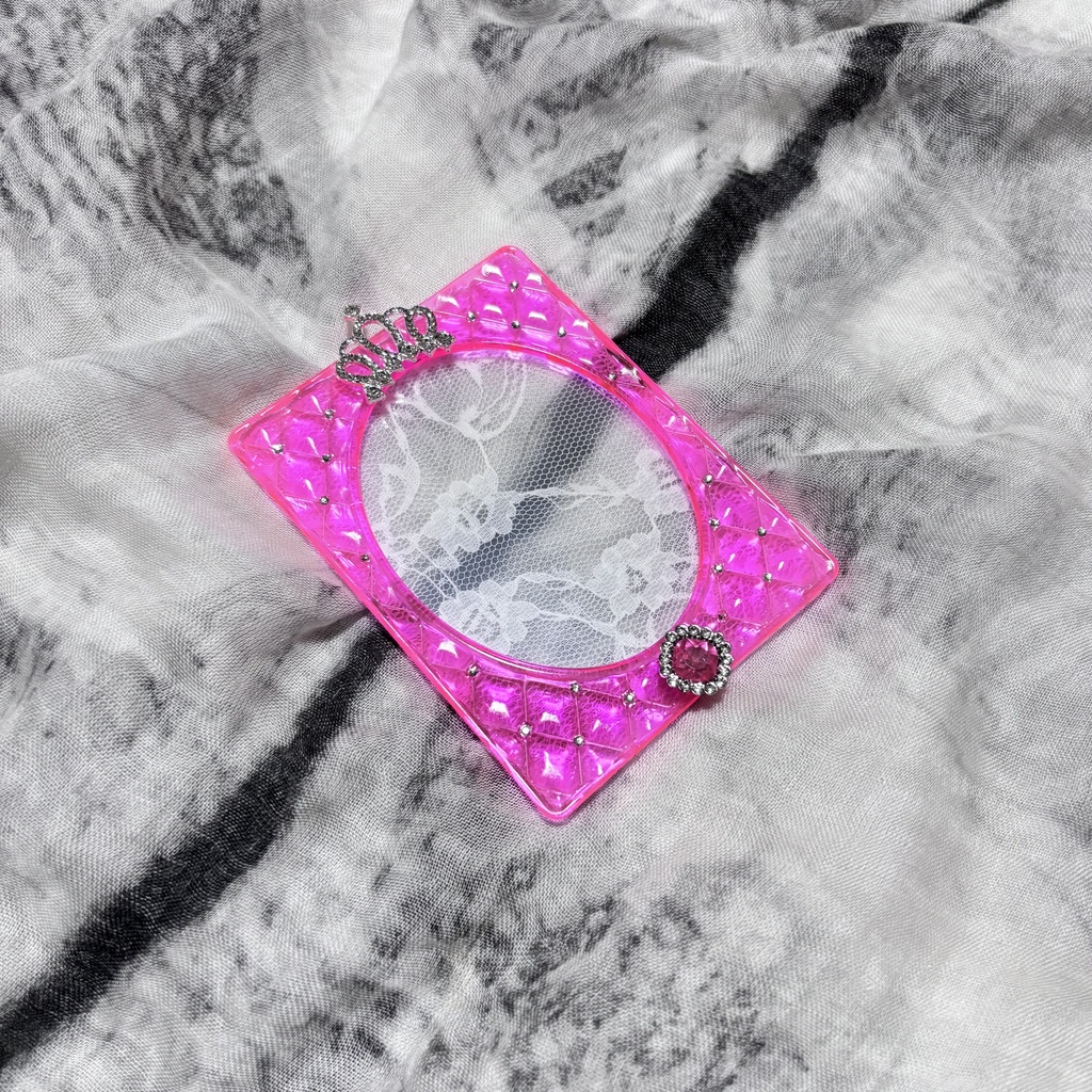 ピンク 桃 クリア クラウン 王冠 キルティング デコケース トレカケース レジン ハンドメイド 推し活 オタ活 B8