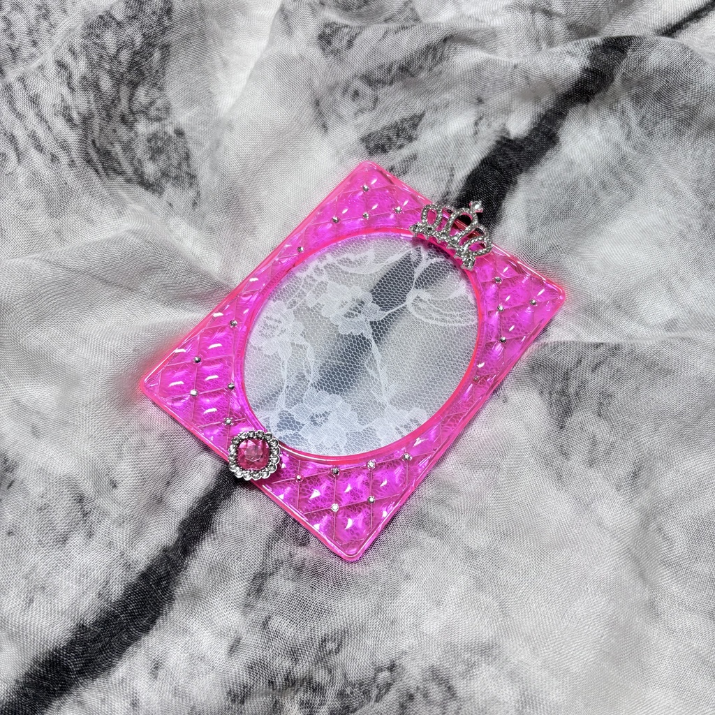 ピンク 桃 クリア クラウン 王冠 キルティング デコケース トレカケース レジン ハンドメイド 推し活 オタ活 B8