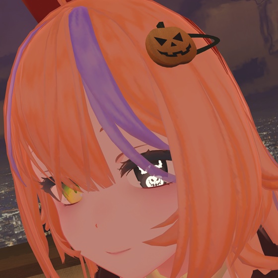 【VRChat想定】ハロウィンアクセサリーセット 「カボチャバンド」&「カボチャヘアピン」