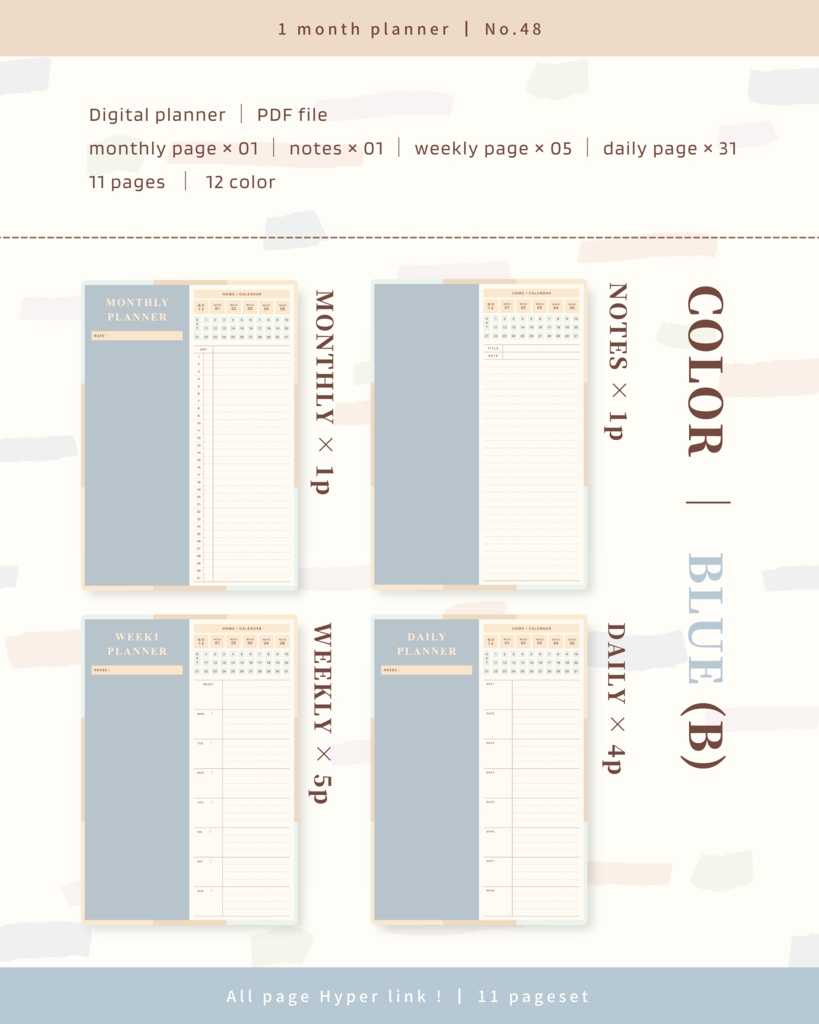 【 12 color 】1ヶ月手帳 | No.48