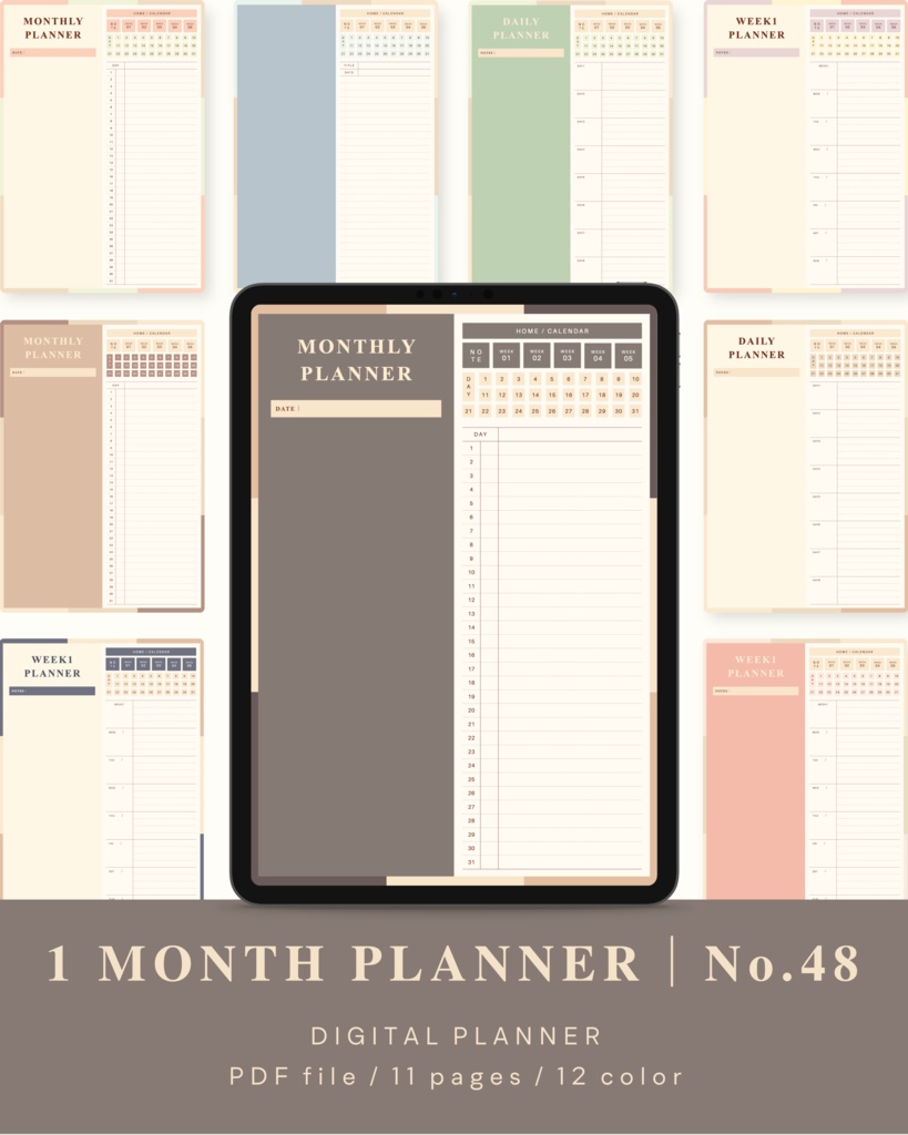 【 12 color 】1ヶ月手帳 | No.48